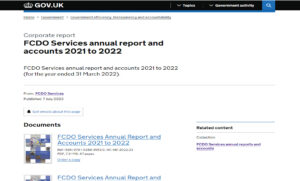 FCDO Services Annual Report and Accounts 2021/22 page on GOV.UK