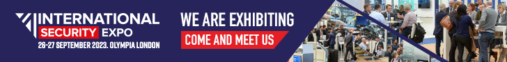 Promotional banner showing groups of people standing and talking at exhibition stands
